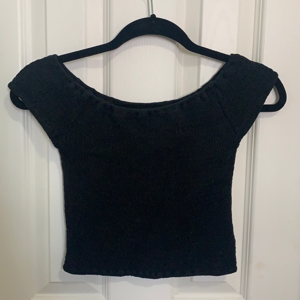 Brandy Melville black ruched off the shoulder top